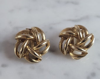 Womens Vintage Estate 14K Yellow Gold Modernist Earrings 3.2g E6208