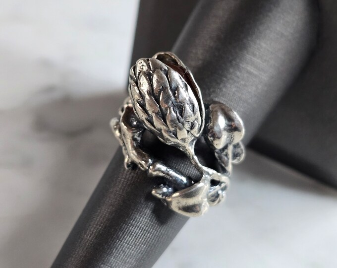 Womens Vintage Estate Sterling Silver Floral Ring 8.9g E7362