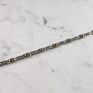Womens Vintage Estate 10K Yellow & White Gold Diamond Tennis Bracelet 14.9g E1138