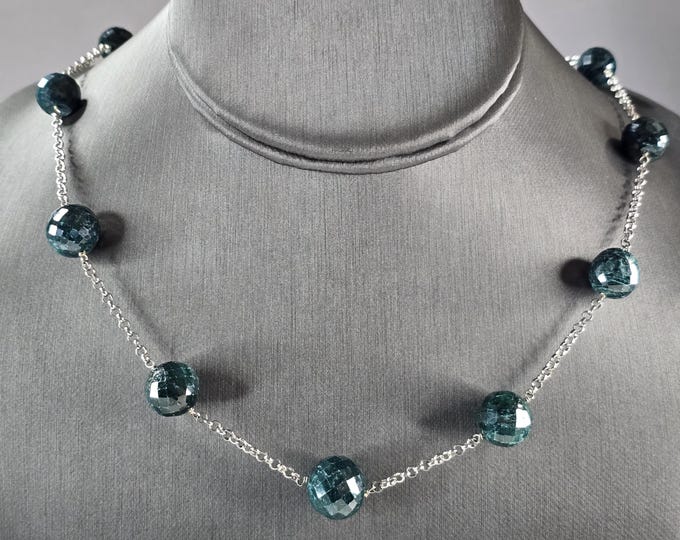 Womens Vintage Estate Sterling Silver Natural Sapphire ? Necklace 32.2g E7507