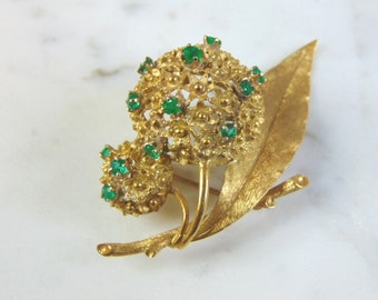 Womens Vintage Estate 18K Gold Flower Brooch 15.4g E3092