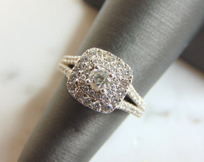 Womens Vintage Estate 14K White Gold Diamond Ring 4.5g E1991
