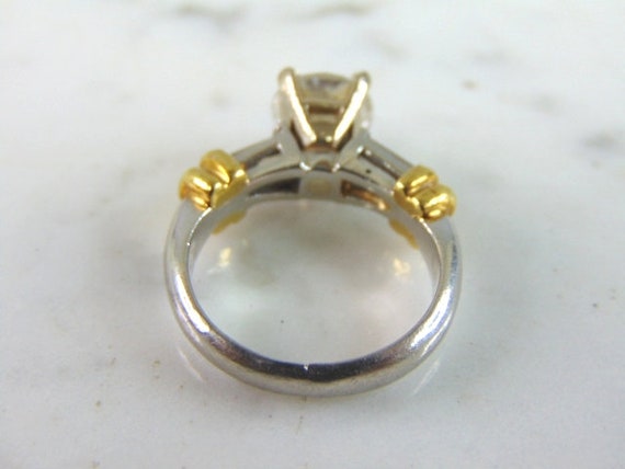 Womens Vintage Estate 14K Gold Platinum CZ Ring, … - image 3