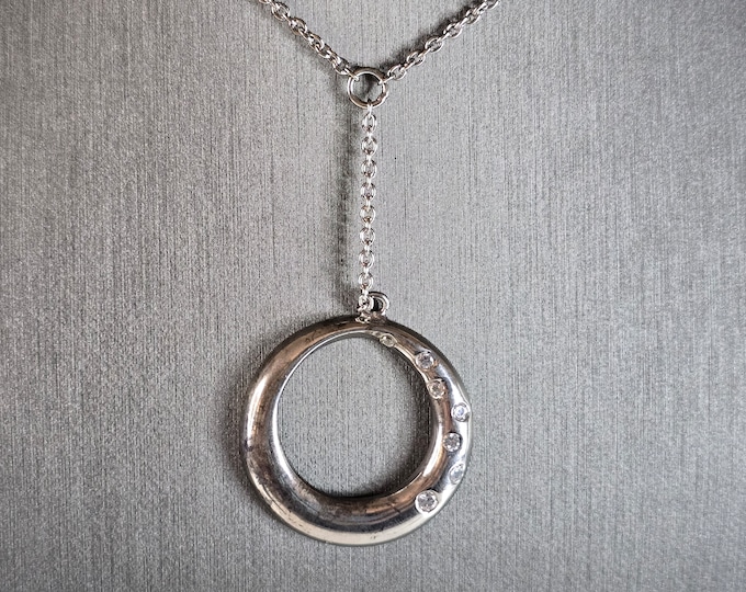 Womens Vintage Estate Sterling Silver Modernist Pendant & Necklace 9.6g E7631