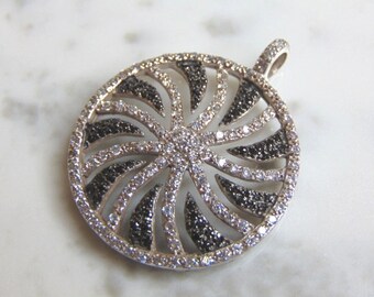 Womens Vintage Estate Sterling Silver Modernist CZ Pendant 10.6g E4614