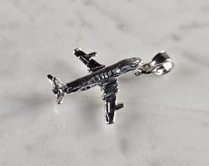 Womens Sterling Silver Airplane Pendant 2.5g E4313