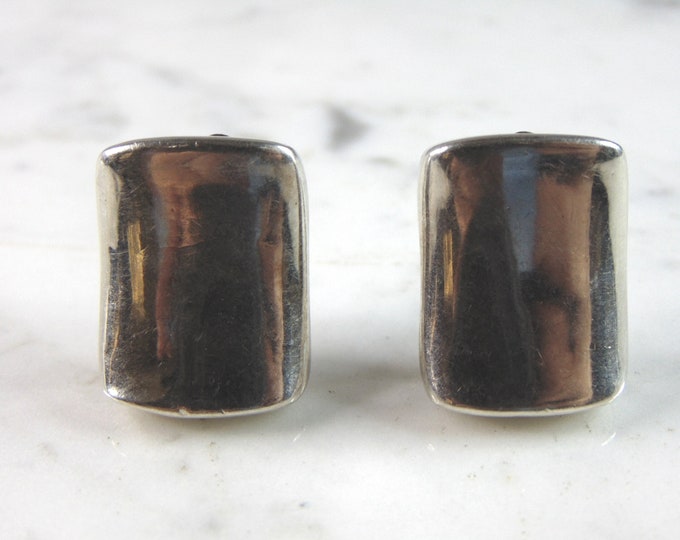 Womens Vintage Estate Sterling Silver Modernist Clip On Earrings 10.0g E6021