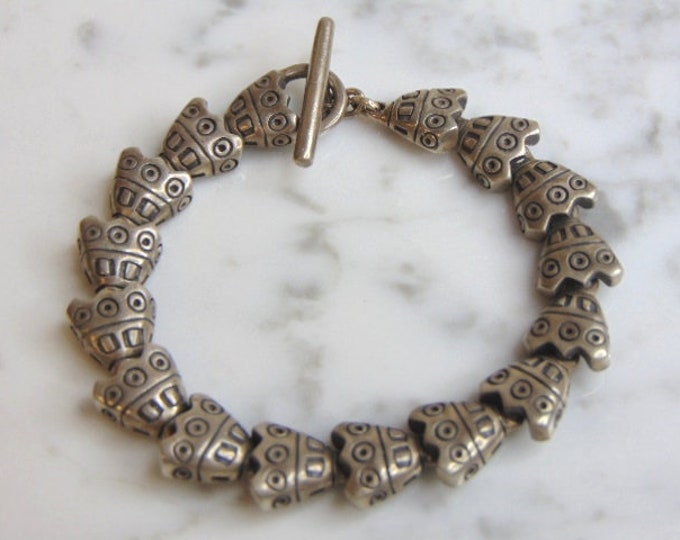 Womens Vintage Estate Sterling Silver Modernist Bracelet 31.6g E5114