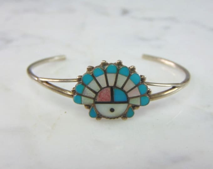 Womens Vintage Estate Sterling Silver Southwestern Cuff Bracelet 8.1g E5544