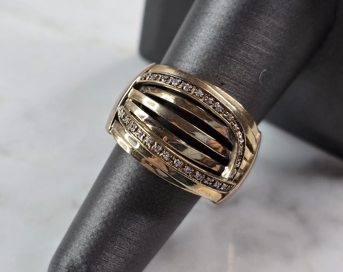 Womens Vintage Estate Sterling Silver Gold Tone CZ Ring 10.7g E1896
