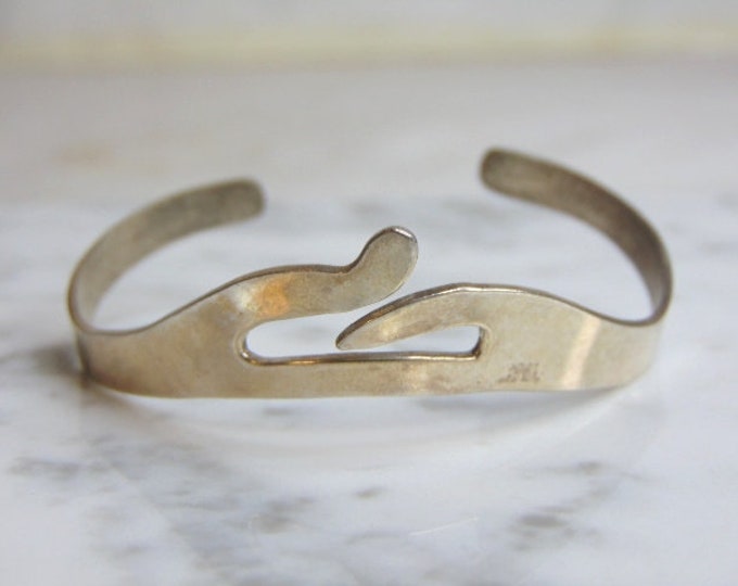 Womens Vintage Estate Sterling Silver Modernist Cuff Bracelet 10.4g E4887