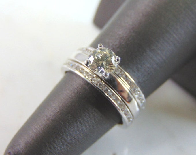Womens Vintage Estate 18K White Gold Diamond Engagement Ring 6.9g E2417
