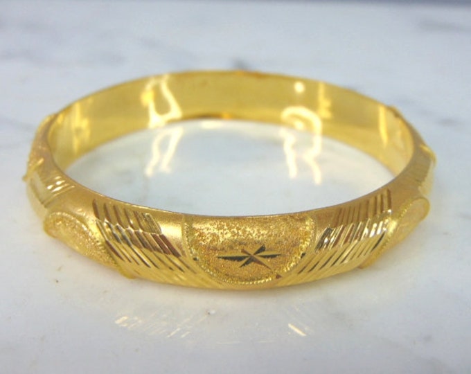 Womens Vintage Estate 22K Yellow Gold Bangle Bracelet 17.6g E5010