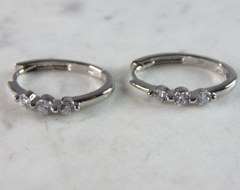 Womens Vintage Estate Sterling Silver CZ Earrings 4g E2564