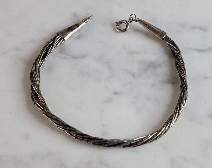 Womens Vintage Estate Twisted Sterling Silver Bracelet 4.2g #E1313