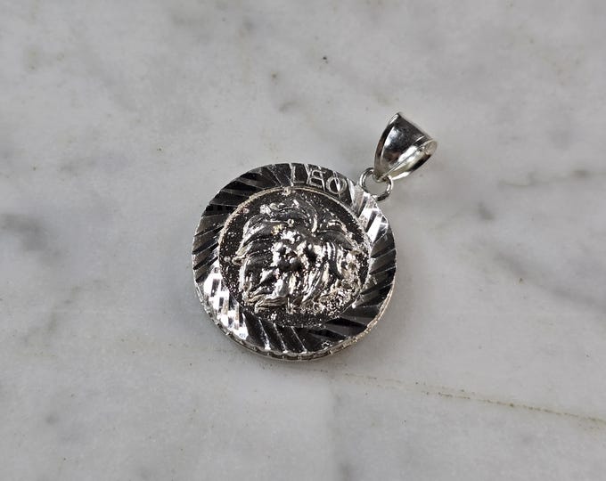 Womens Vintage Estate Sterling Silver Zodiac Leo Lion Pendant 6.3g E4168