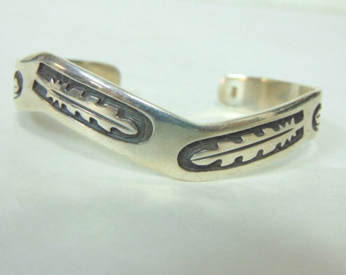 Vintage Estate Sterling Silver Southwestern Design Cuff Bracelet 26.8g E3031
