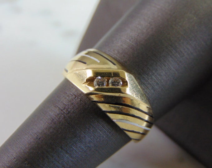 Mens Vintage Estate 14K Yellow Gold Diamond Ring, 4.6g E4128
