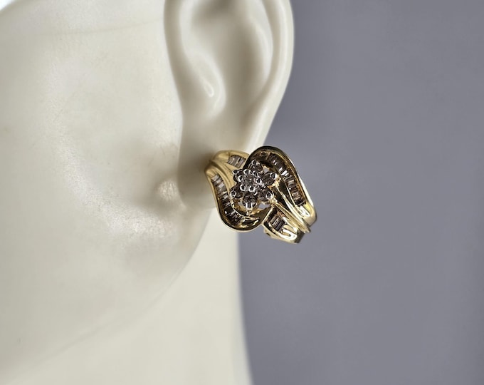 Womens Vintage Estate 14K Yellow Gold Diamond Earrings, 7.3g E5539