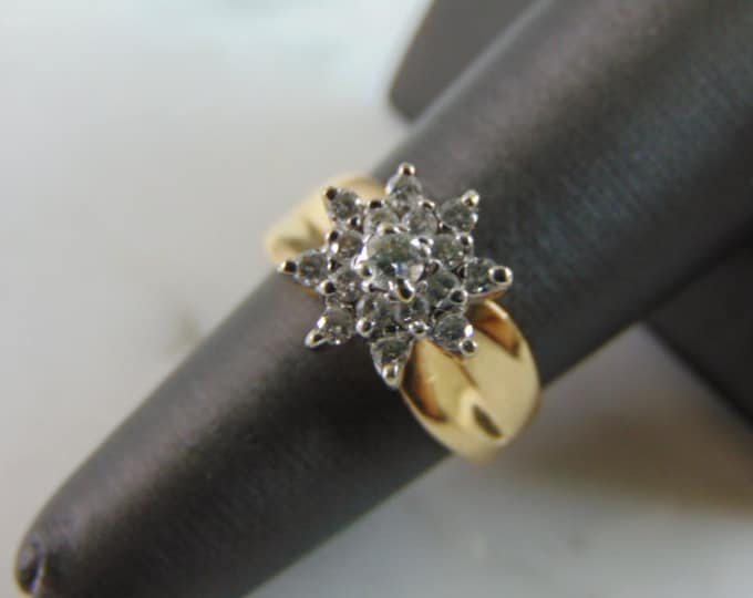 Womens Vintage Estate 14K Yellow Gold Diamond Ring 5.8g E5576