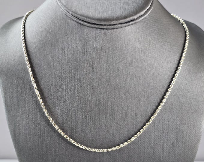 Womens Vintage Estate Sterling Silver Rope Necklace 8.3g E3084