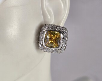 Womens Estate Sterling Silver Golden Beryl Earrings 9.8g E1799