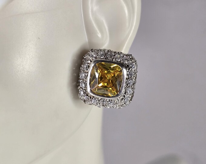 Womens Estate Sterling Silver Golden Beryl Earrings 9.8g E1799