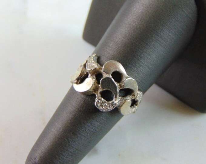 Womens Vintage Estate Sterling Silver Modernist Ring 3.3g E4338