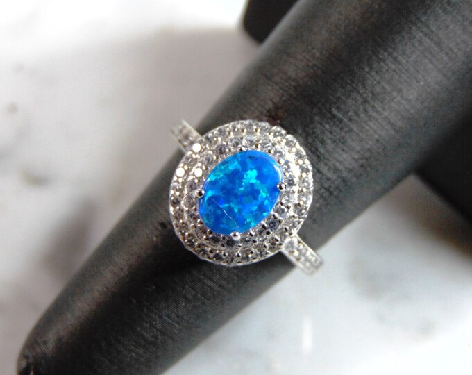 Womens Sterling Silver Modernist Opal Ring 2.8g E6375