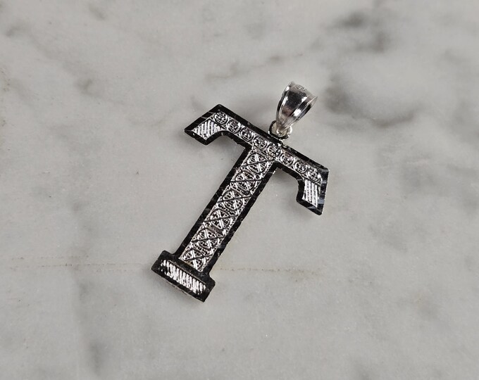 Womens Sterling Silver Initial Letter "T" Pendant 1.1g E4315