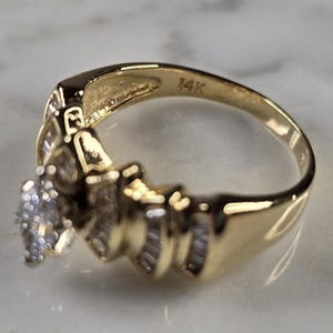 Womens Vintage Estate 14K Yellow Gold Diamond Engagement Ring 6.0g # ...