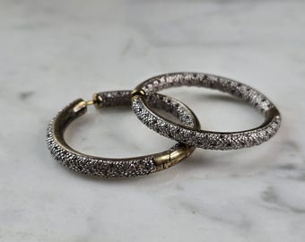 Womens Vintage Estate Sterling Silver Gold Tone Hoop Earrings 14.1g E3004