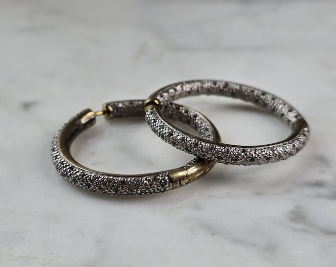 Womens Vintage Estate Sterling Silver Gold Tone Hoop Earrings 14.1g E3004
