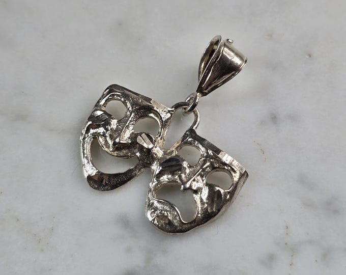 Womens Vintage Estate Sterling Silver Theater Masks Pendant 3.2g E3062
