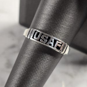 Womens Mens Sterling Silver Military USAF Air Force Ring 2.8g E4357