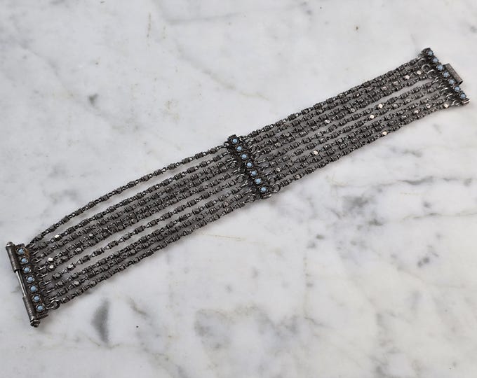Womens Vintage Estate Coin Silver ? Turquoise Southwestern Bracelet 28.2g E6770