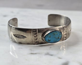 Womens Vintage Sterling Silver Southwestern Turquoise Cuff Bracelet 34.0g E531