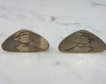 Mens Vintage Estate Sterling Silver Deer Cufflinks 16.1g E5020