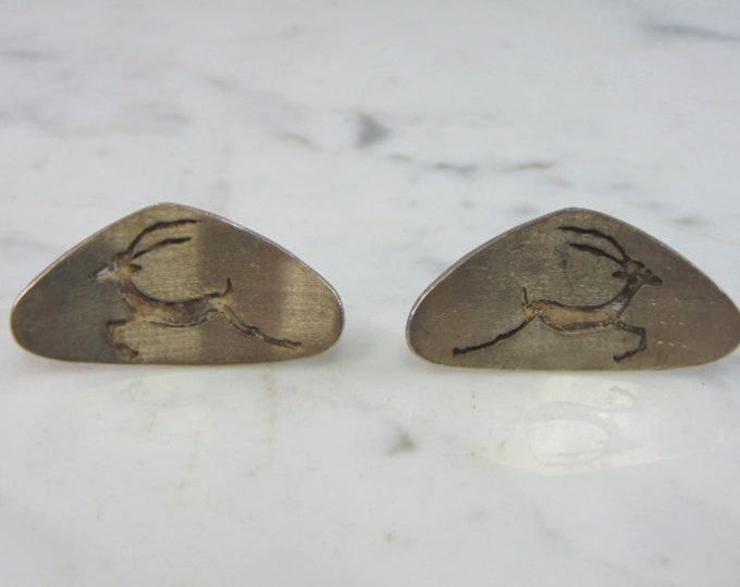 Mens Vintage Estate Sterling Silver Deer Cufflinks 16.1g E5020