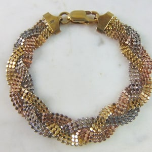 Womens Vintage Estate Sterling Silver Gold Tone Bracelet 13g E5736