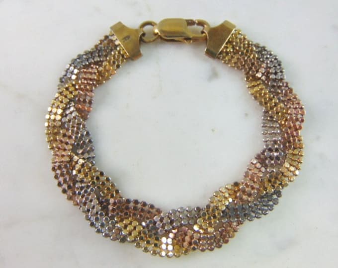 Womens Vintage Estate Sterling Silver Gold Tone Bracelet 13g E5736