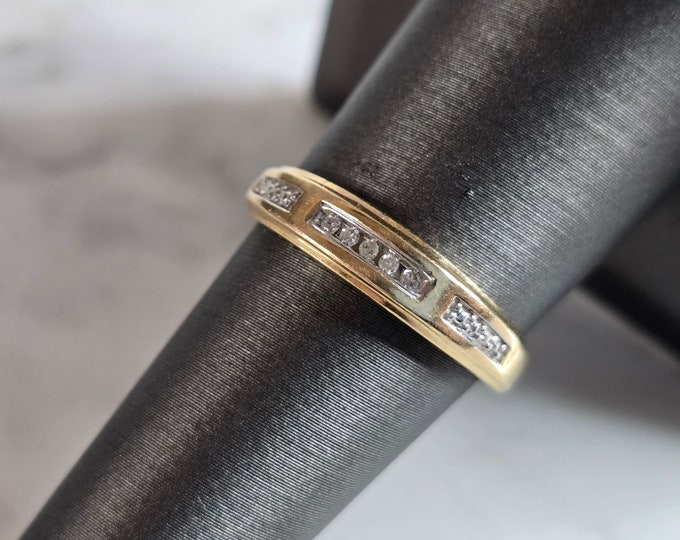 Womens Vintage Estate 10K Yellow Gold Diamond Ring 2.0g E7291