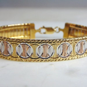 Womens Vintage Estate Sterling Silver Gold Tone Bracelet 19.1g E5263