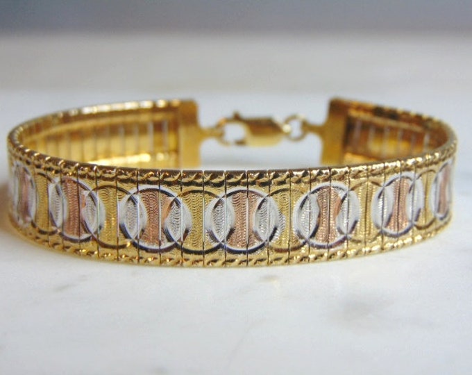 Womens Vintage Estate Sterling Silver Gold Tone Bracelet 19.1g E5263