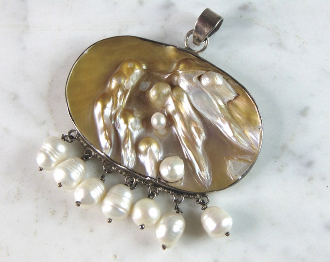 Womens Vintage Estate Sterling Silver Modernist Pendant 22.0g E3655
