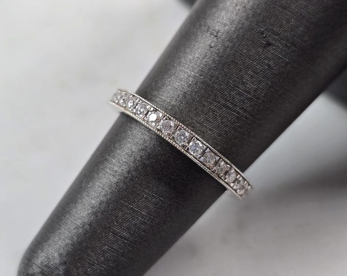 Womens Vintage Estate 14K White Gold Diamond Ring 2.1g #E3508