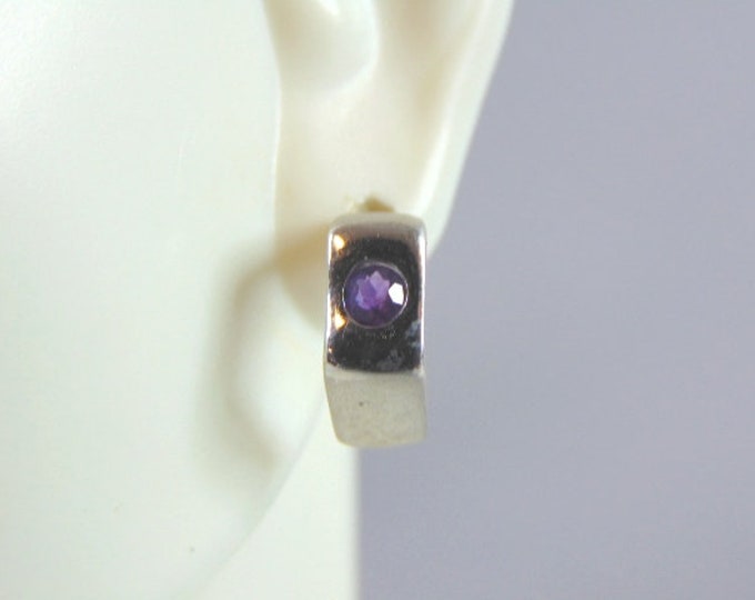 Womens Vintage Estate Sterling Silver Amethyst Earrings 2.8g E1171