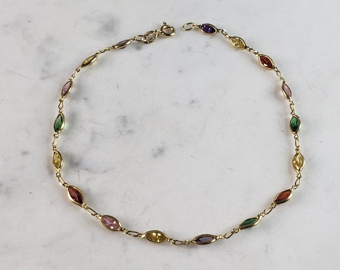 Womens Vintage Estate 14K Yellow Gold Anklet Bracelet, 3.5g E3291