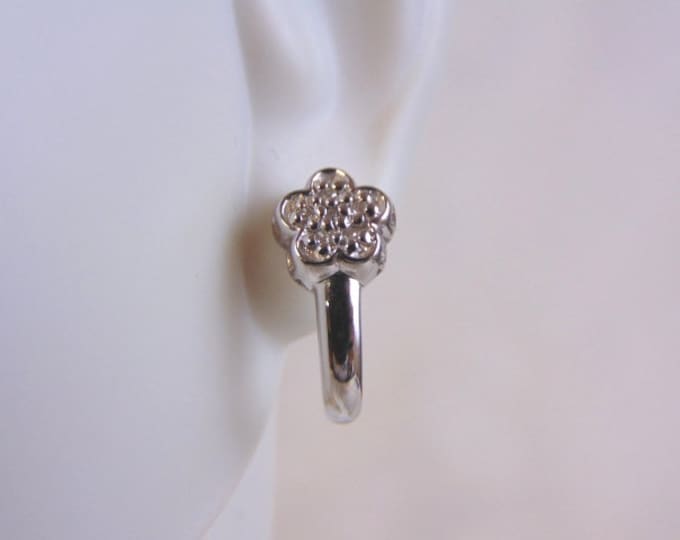 Vintage Estate Sterling Silver Flower CZ Earrings 2g #E4037