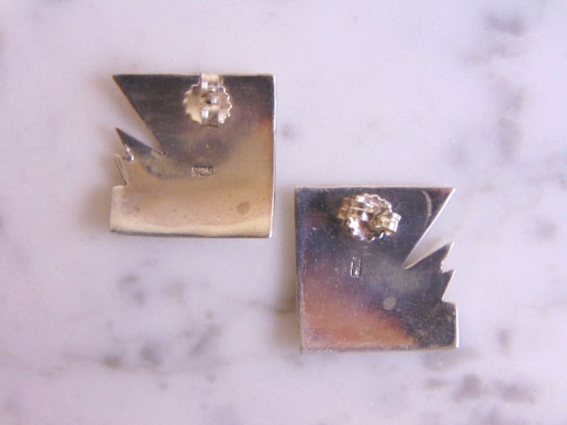 Womens Vintage Estate Sterling Silver Modernist Earrings 5.7g E4344